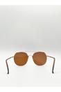 Brown Oversized Rounded Aviator Style Sunglasses, Image 4 of 5
