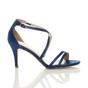 Navy Blue Mid Heel Crossed Straps Wedding Bridal Sandals, Image 2 of 6