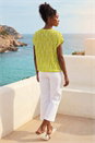Lime Ikat Print Bubble Hem Top, Image 3 of 4
