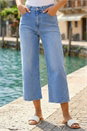 Blue Dusk Denim Stretch Wide Leg Culottes, Image 2 of 4