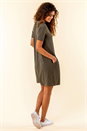 Khaki Ribbed Pocket Swing Dress, Image 2 of 4