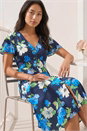 Navy Petite Floral Print Button Dress, Image 1 of 4