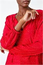Red Tie Neck Glitter Stretch Top, Image 6 of 6