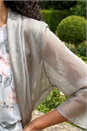 Silver 3/4 Sleeve Ruched Hem Chiffon Bolero, Image 4 of 4