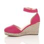 Fuchsia AJVANI Fuchsia Mid Wedge Heel Ankle Strap Espadrille Sandals, Image 3 of 6