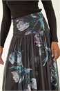 Black Floral Print Mesh Layered Skirt, Image 5 of 5