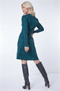 Dark Green Leopard Print Belted Fit & Flare Dress, Image 3 of 5