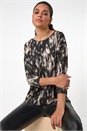 Black Abstract Print Stretch Jersey Top, Image 1 of 5