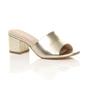 Gold AJVANI Gold Mid Block Heel Peep Toe Mules Sandals, Image 1 of 6
