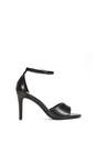 Black Stiletto Heel Open Toe Sandals With Ankle Strap, Image 1 of 6