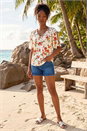Red Floral Print Angel Sleeve Top, Image 2 of 4