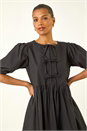 Black Tie Front Smock Dress, Image 4 of 5