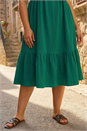Green Curve Textured V-Neck Midi Dress , Image 4 of 4