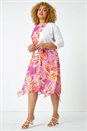 Pink Curve Floral Chiffon Hanky Hem Asymmetric Dress, Image 2 of 5