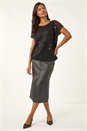 Black Sparkly Sequin Cut Out Top, Image 2 of 5