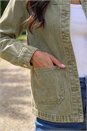 Khaki Denim Button Front Pocket Jacket, Image 4 of 4