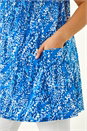 Blue Curve Printed Pocket Tunic Top, Image 5 of 5