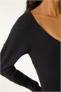 Black Dusk Drop Shoulder V-Neck Knit Jumper, Image 5 of 5