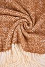 Brown WOVCOR Brown Contrast Tassel Marled Boucle Oversized Winter Scarf, Image 2 of 2