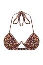 Multi WOVCOR Multi Leopard Print V Wire Padded Balconette Bikini Top with Halterneck, Image 2 of 5