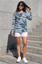Blue Floral Stripe Print Top, Image 2 of 4