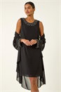 Black Embellished Shift Dress & Shrug, Image 2 of 6