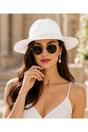 White Verity - Pearl Trim Straw Fedora - White, Image 2 of 2