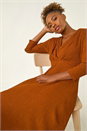 Copper Textured Wrap Midi Dress, Image 1 of 5