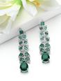 Green Leaf Baguette Waterfall Statement Earrings, Image 3 of 3