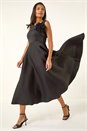 Black Corsage Premium Stretch Midi Dress, Image 1 of 5