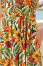 Green Fruit Print Belted Midi Dress , Image 4 of 4