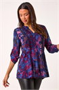 Blue Textured Stretch Pintuck Pleat Shirt, Image 1 of 5