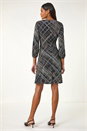 Chocolate Abstract Linear Stretch Dress, Image 3 of 5