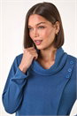 Blue Wrap Front Cowl Neck Top, Image 4 of 5