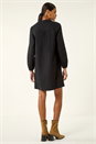 Black Collared Shift Shirt Dress, Image 3 of 5