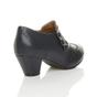 Navy Blue AJVANI Navy Blue Mid Heel Brogue Button Ankle Boots Shoe Boots, Image 4 of 6