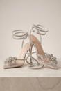 Silver Diamanté Detail Perspex Strappy Sandals - Zoe, Image 1 of 2