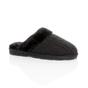 Black AJVANI Black Faux Fur Lined Slip On Memory Foam Mules Slippers, Image 1 of 5