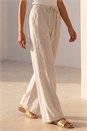 Natural  Petite Linen Blend Wide Leg Trouser, Image 2 of 4