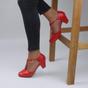 Red Mid Heel Comfort T-Bar Brogue Heels, Image 5 of 6