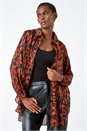 Rust Abstract Animal Print Longline Blouse , Image 1 of 5