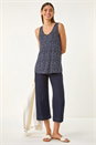 Navy  Abstract Print Cami Stretch Top, Image 1 of 5