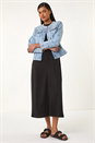 Light Denim Pearl Detail Collarless Jacket, Image 3 of 5