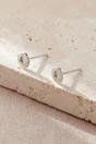 Silver Sterling Silver Round Crescent Moon Studs, Image 2 of 2