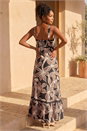 Mocha Floral Ric Rac Maxi Dress, Image 3 of 4
