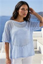 Blue Oversized Textured Stretch Top, Image 1 of 4