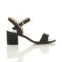Black AJVANI Black Mid Block Heel Strappy Sandals, Image 2 of 6