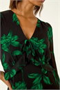 Green Floral Frill Chiffon Midi Dress, Image 5 of 5