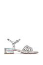 Silver 'Katie' Low Heel Open Toe Sandals With Ankle Strap, Image 1 of 5