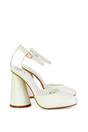 White XY LONDON White 'Ekin' Ankle Strap Statement Cylinder Block Heel, Image 2 of 5